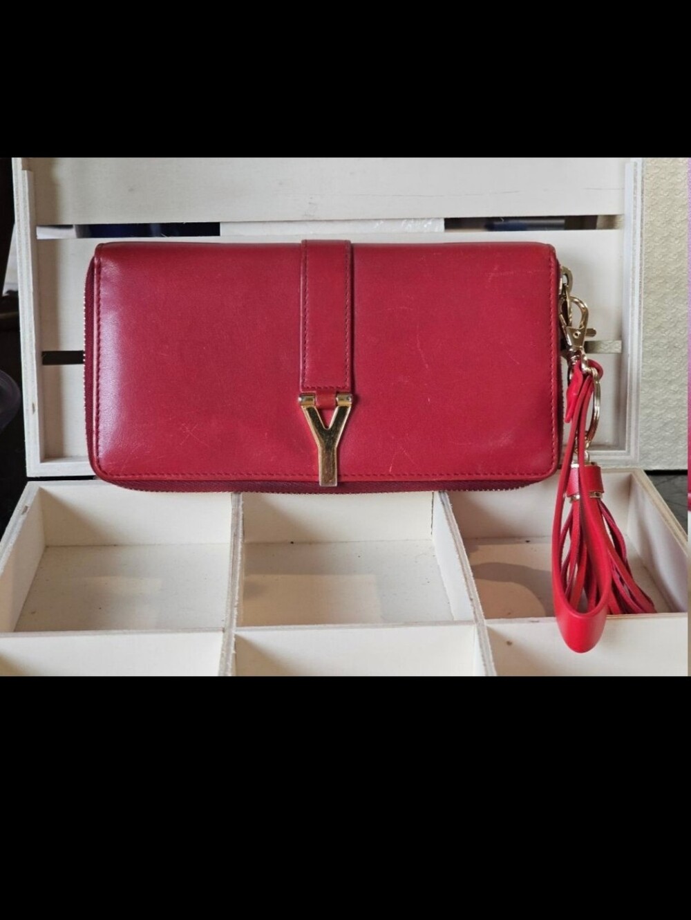 YSL Yves Saint Laurent 2014 "Y" Ligne "Chyc" Continental Wallet w/Wristlet - Picture 2 of 13